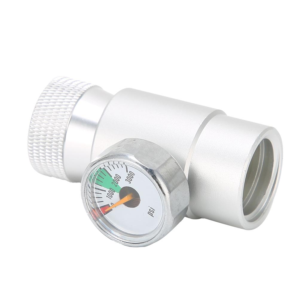 CO2 Refill Adapter Connector Gas Regulator Silver Soda ASA with 3000psi Pressure Gauge