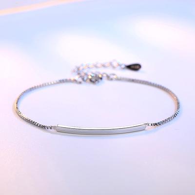 Armbandzubehör Horizontales Rohr Ellenbogen-Box-Kettenarmband Damen Einfaches All-Match-Silberzubehör Versilbertes Armband