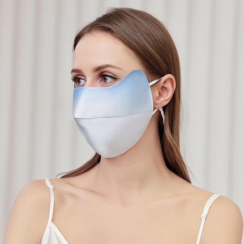 Silk Sunscreen Mask for Sensitive Skin - Blush Gradient, Breathable UV Protection, Full Face Coverage with Mulberry Silk Eye Corners.