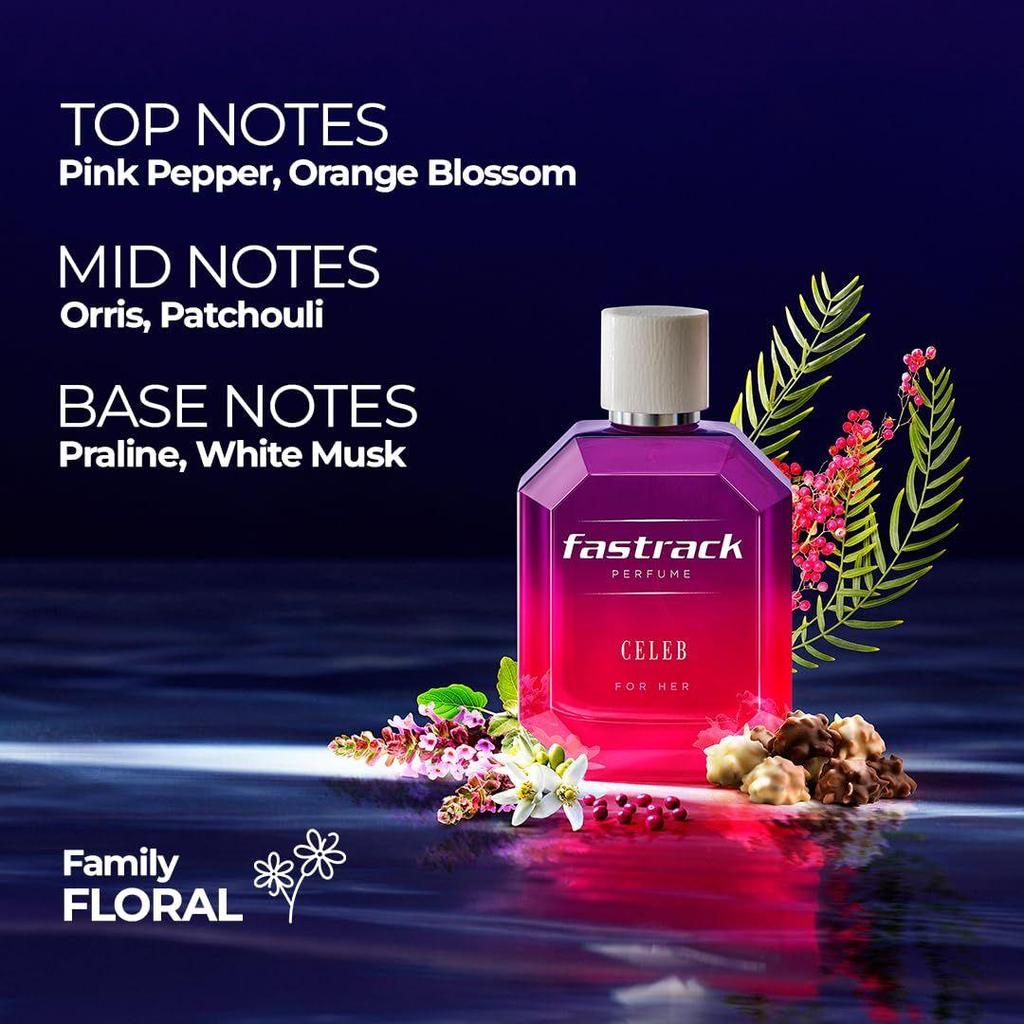 Fastrack Perfume Celeb |Perfume for Women | 100ml EDP | Long lasting perfume | Notes of Pink Pepper, Praline & White musk |Crafted in France|