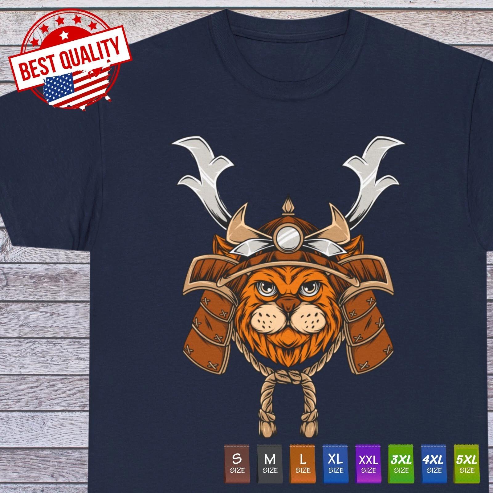 

Cat Samurai T Shirt, Ninja Japanese Manga Cat Lover Clothing M