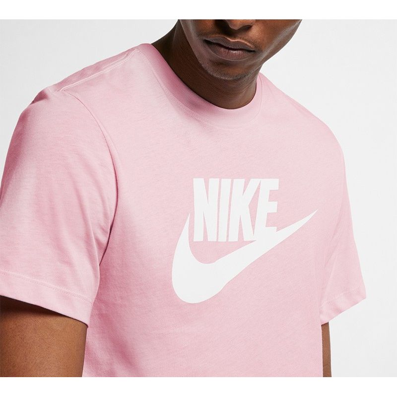 Nike Classic Logo Print Crew Neck Short Sleeve T-Shirt Men Tops Pink AR5005-663
