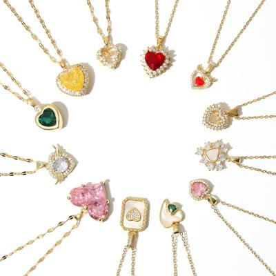 Kupfer Zirkon Blume Halskette für Damen - Titanstahl Schlüsselbeinkette Modeschmuck