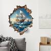3D Segelboot durchbricht Wand Selbstklebender Abnehmbarer Wandaufkleber für Wohnzimmer Schlafzimmer Hintergrund Dekor