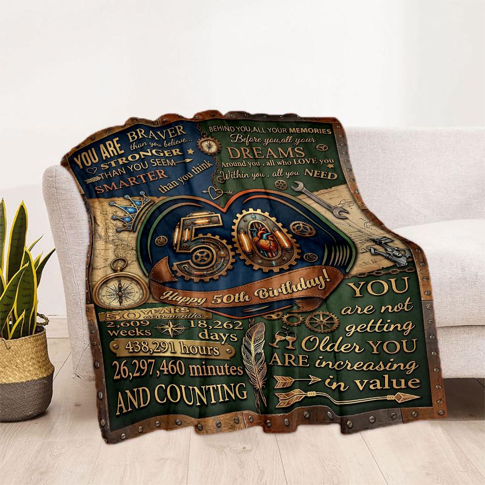 50th Anniversary Celebration Flannel Blanket-Soft and Suitable for Sofas,Beds,Offices,Travel,All Seasons,Great Gift for Holidays and Birthdays.