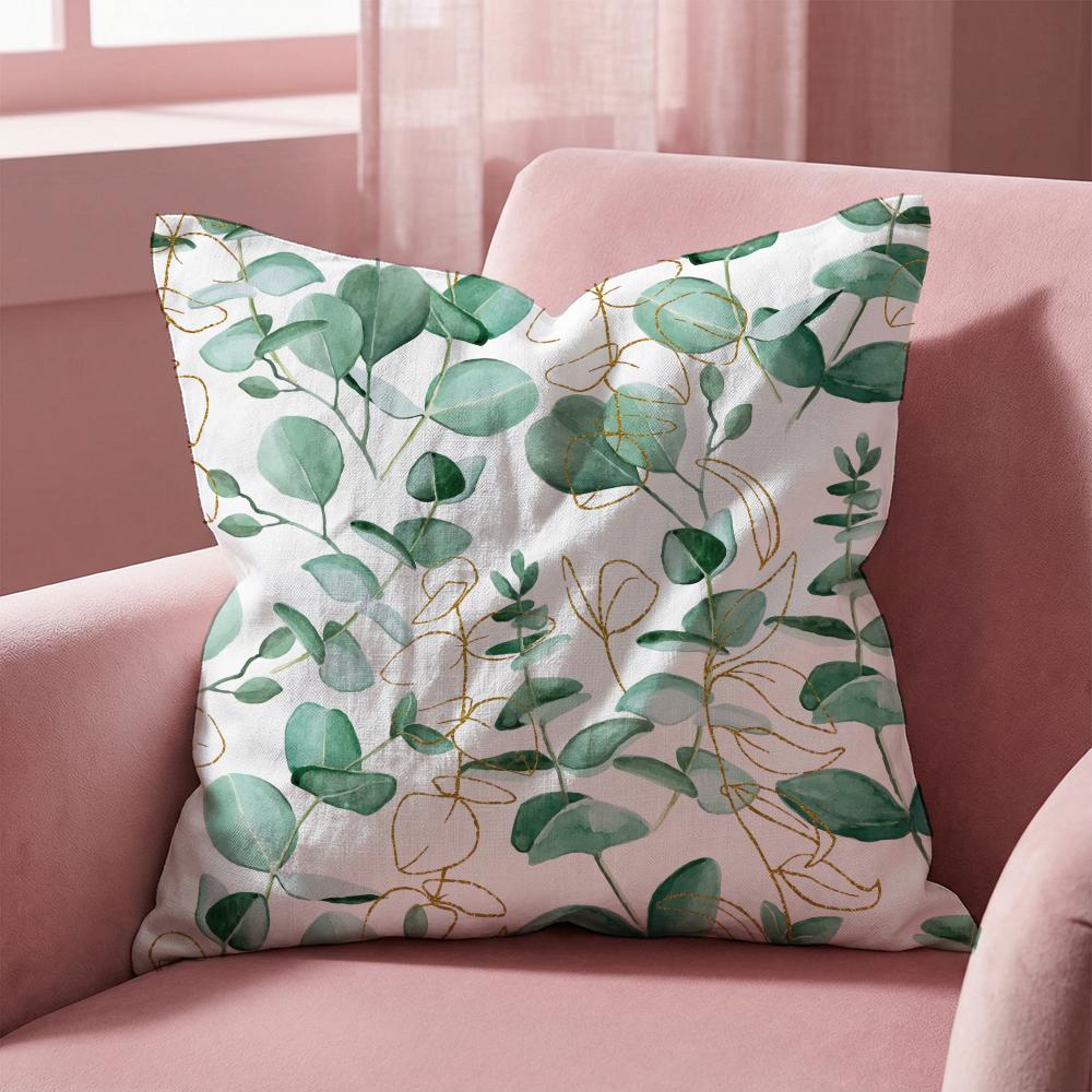 Watercolor Eucalyptus Flowers Cushion Cover Multi-Scene Pillow Cover for Home & Car - Reversible, Soft & Durable for Daily Use