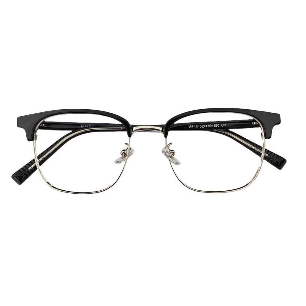 8643 Anti-Blue Light Semi-Rimless Business Eyeglasses for Men - Japanese & Korean Inspired Design