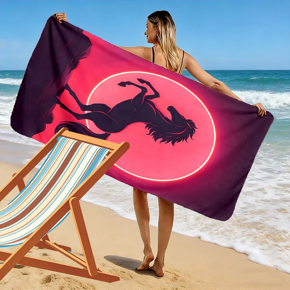Majestic silhouette under moonlight Print beach towel, quick drying, suitable for travel, outdoor sports, jogging, the beach and swimming, gift