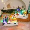 Resin Christmas Music Box With Duals Light Sound Functions Easy To Display Desktop Decoration Party Supplies