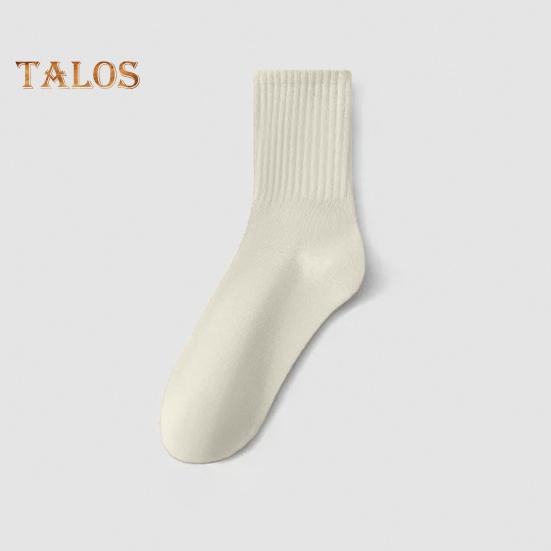 5 Pairs Women Socks Mid-tube No Odor Thick Warm Solid Color High Elasticity Anti-slip Sweat-absorption Anti-shrink Sports Winter Socks
