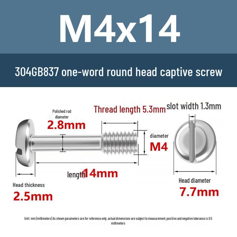 Yigu 304 Stainless Steel Pan Head Captive Screw M3/M4/M5/M6
