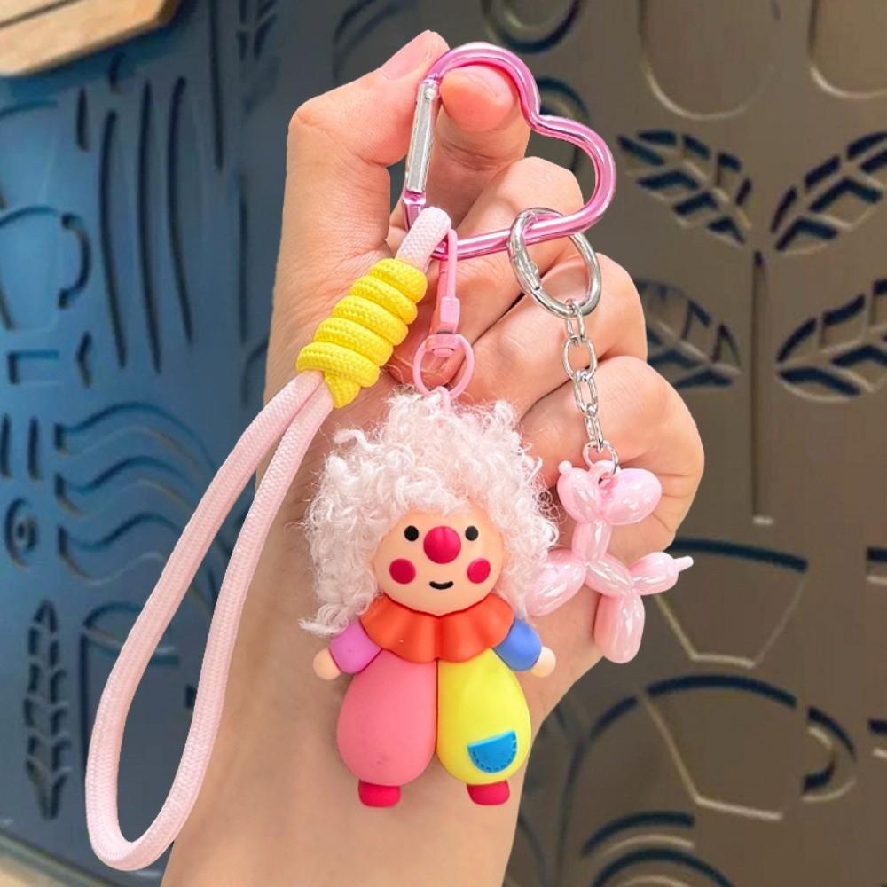 Funny Bag Charm Pendant Creative Curly-haired Doll Key Ring Curly-haired Clown Keychain for Women