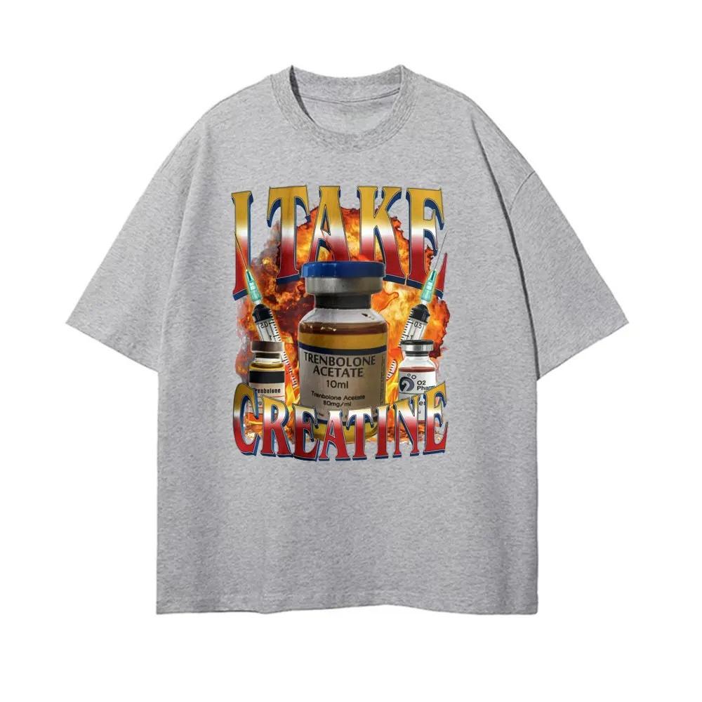 Funny I Take Creatine Gym T Shirt Steroid Out of Pocket Meme T Shirts Men Women Hip Hop Casual Autumn and winter innerwear