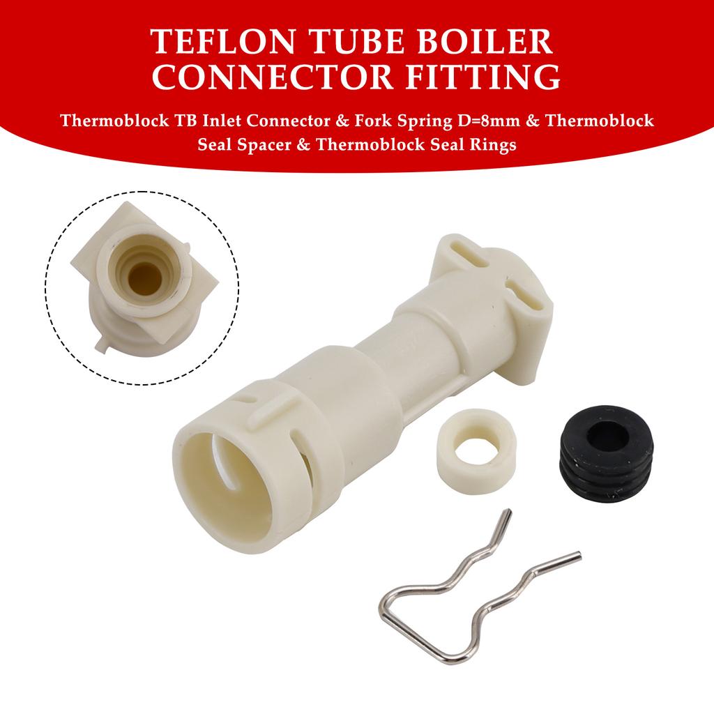HermoBlock Einlassverbinder & Dichtung & Abstandshalter & Gabel D8mm Set für Wasserheizelement passend für Philips Kaffeemaschine 422224777123