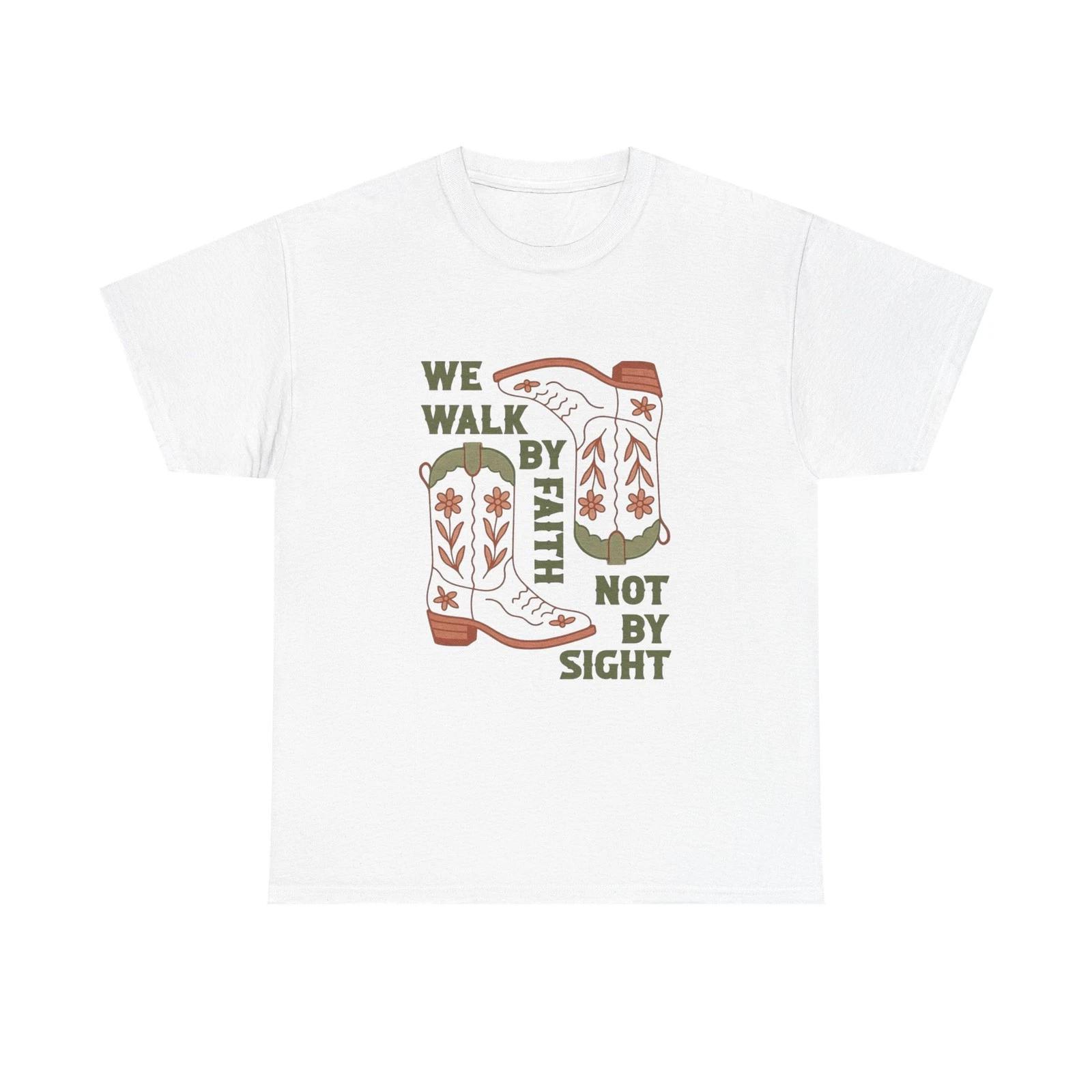 We Walk By Faith Graphic T Shirt Unisex Heavy Cotton Tee XL