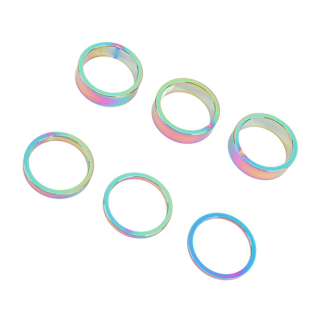 X23510 6PCS Bike Headset Spacer 28.6mm 1.1in Mountain Bike Aluminium Alloy Front Fork Spacer Washer 10mm 5mm 3mm 2mm