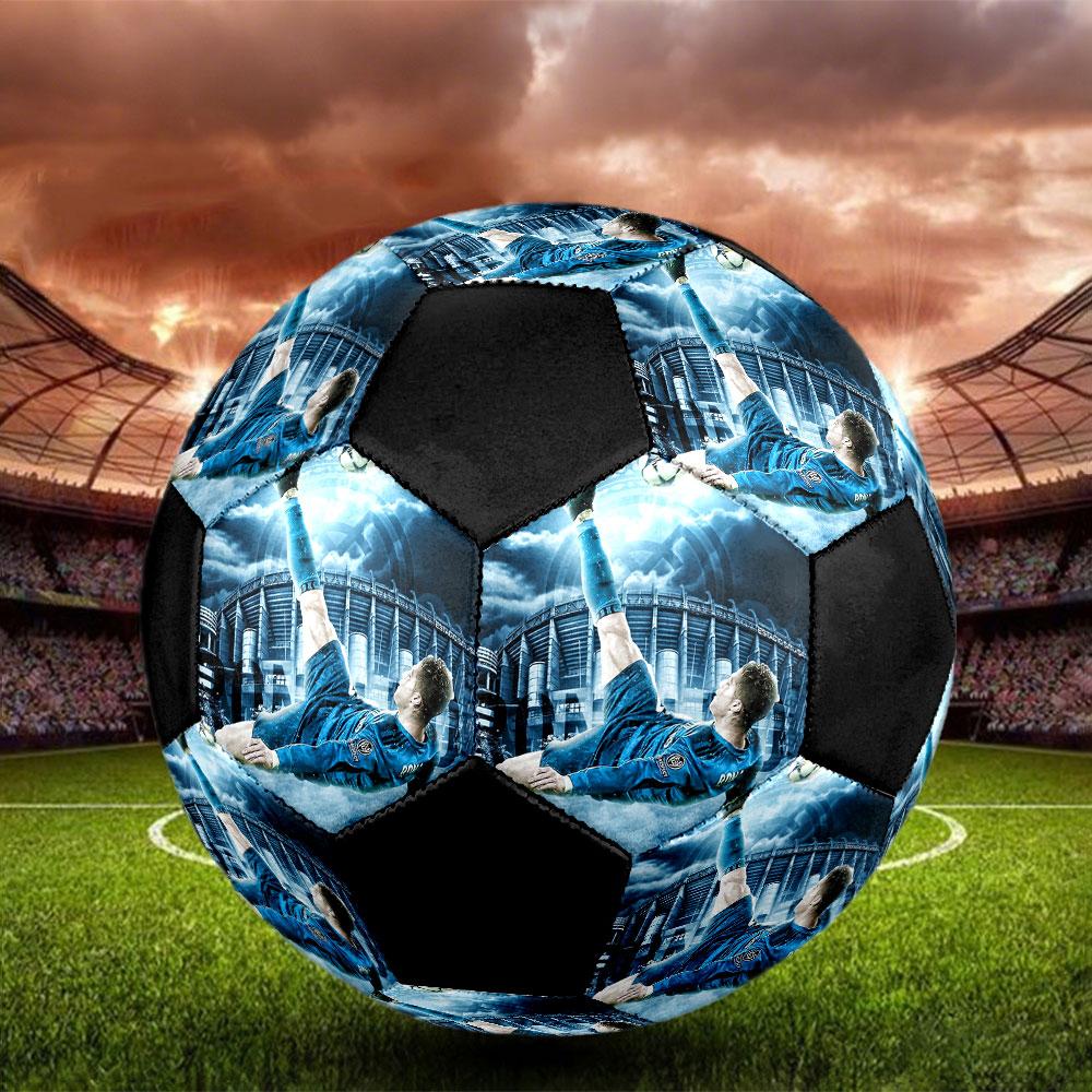 Kevin De Bruyne Size 5 Soccer Ball, Machine-Stitched PVC, Durable & High Bounce, All Ages Fit, fan merchandise, matches & outdoor use.