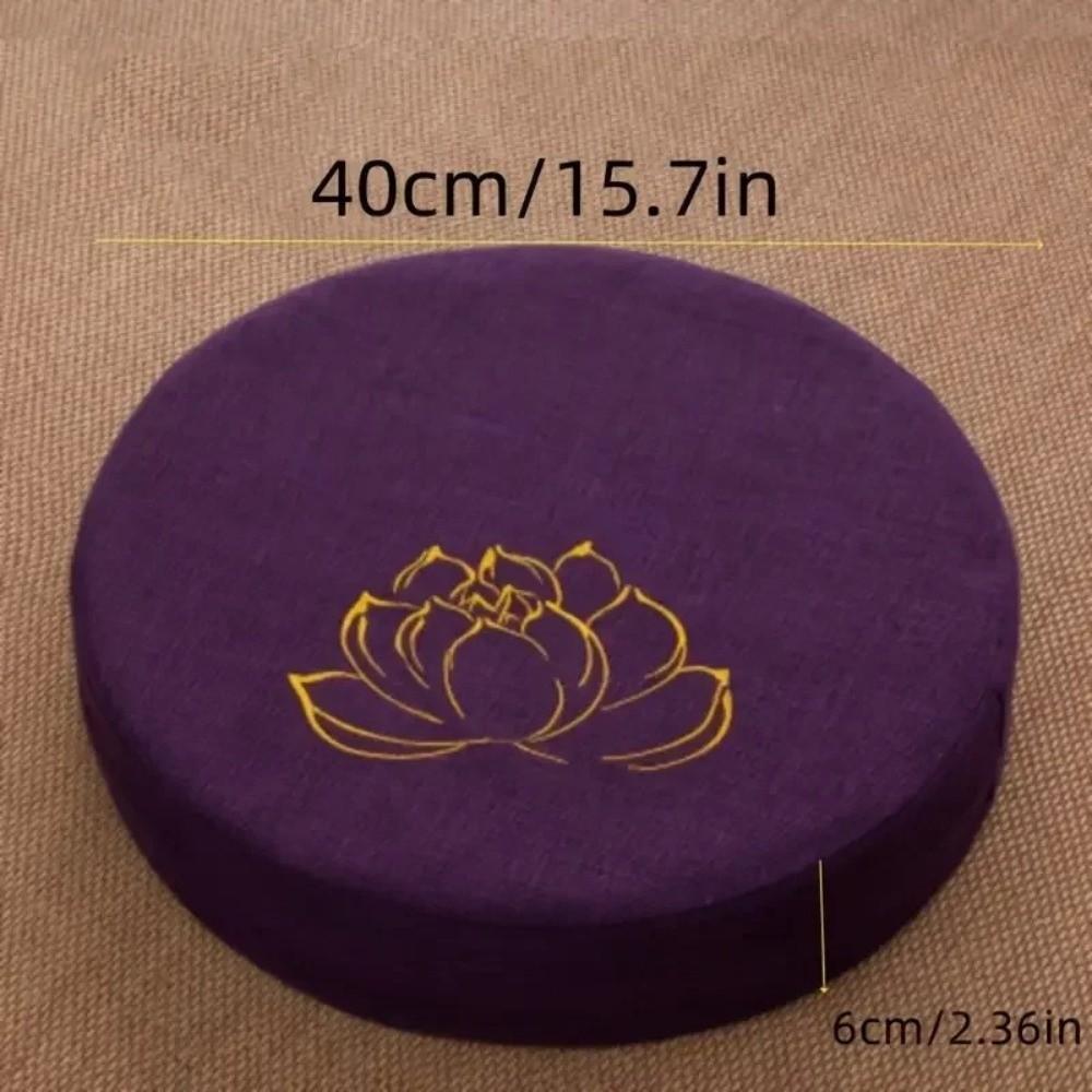 New Lotus Embroidered Yoga Meditation Cushion Washable Round Backrest Pillow Removable Cover Thickening Fill Linen Futon Cushion