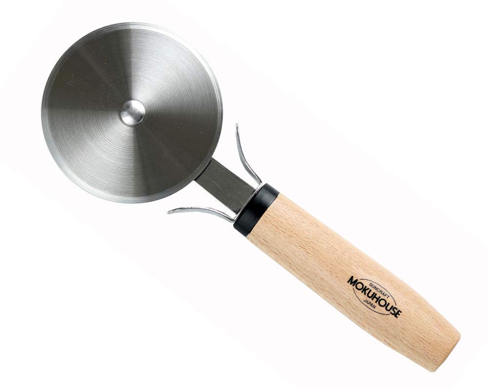 Suncraft Mokuhouse Pizza Cutter safety Made in Natural (with cover), Japan, BM-221,