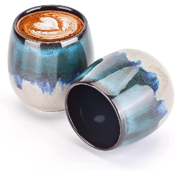 Espresso Cups Ceramic Cup Espresso Coffee Cup Small Tea Cups Tasting Cups Ceramic Mate Cup (2 x 3Oz, Brown)
