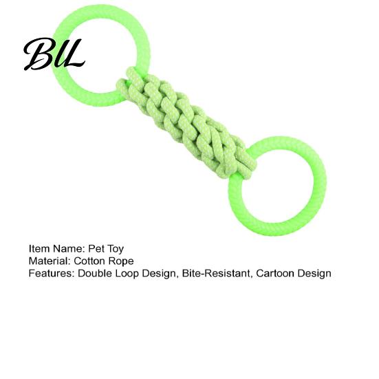 Strong Dog Chew Toy Pet Double Loop Design Cotton Rope Interactive Puppy Canine Bite-resistant Teeth Oral Health Safe Double-loop