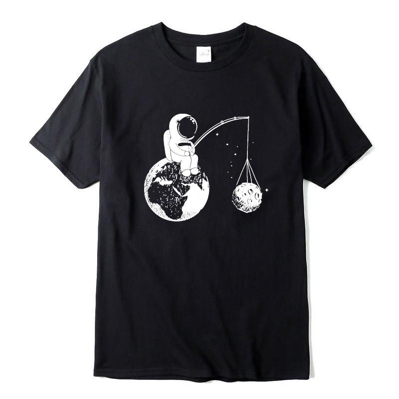 Summer Casual Men High Quality T-shirt 100%cotton Loose Funny Design Astronaut Printing for Men Top Cool Tshirt Male Tee Shirts