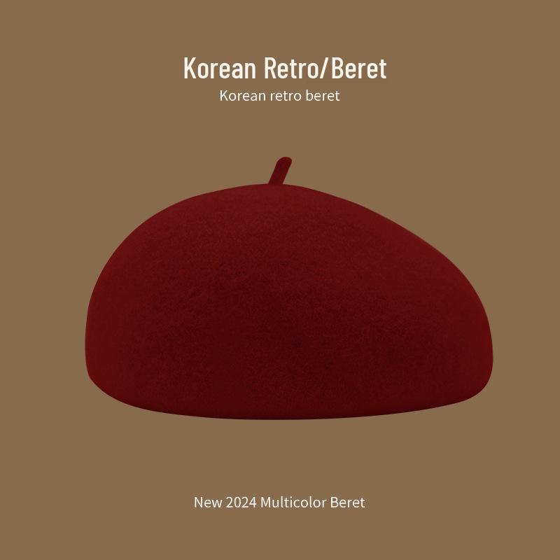Korean Style Women's Wool Knit Beret – Warm Retro Octagonal Hat