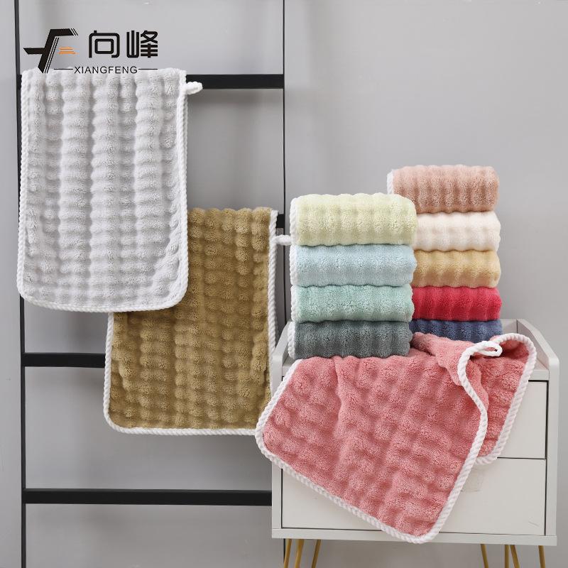 Towel summer new coral fleece bubble hemming multi-color face towel soft water absorption is not easy to lose hair face towel