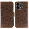 For Oppo Reno14 5G (Global) Case PU Leather Mandala Imprinted Design Wallet Phone Cover with Wrist Strap