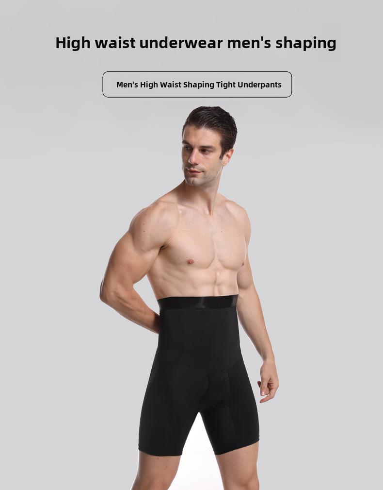 Herren Doppel-Lagen High-Waist Bauchweg-Hose – Atmungsaktiv, Elastisch, Hüfthebend, Einfarbig, Übergröße.