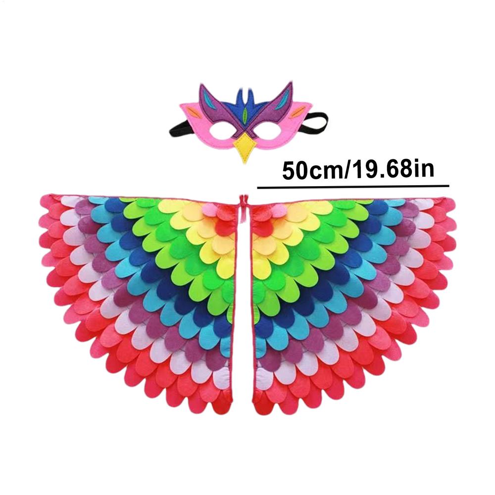 Bird Wings for Kids Gradient Color Costume Wings for Children Skin-Friendly Peafowl Costumes Colorful Wing for Halloween