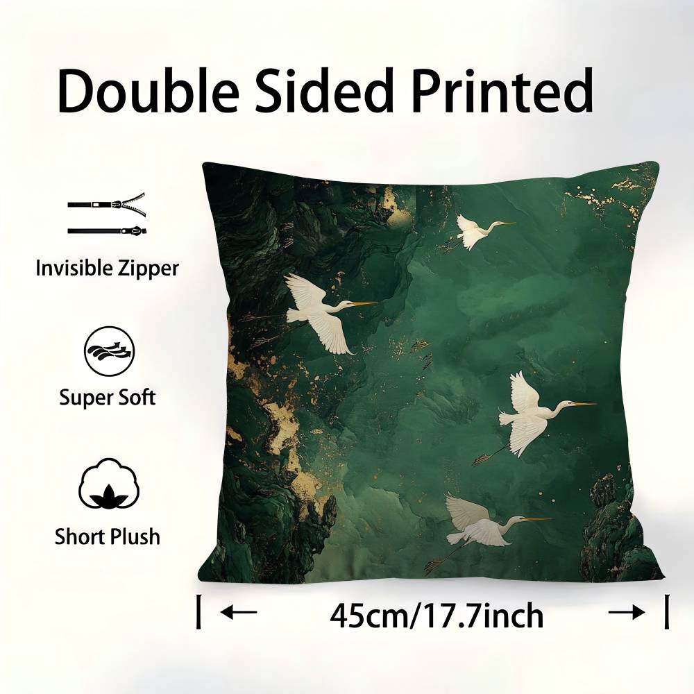 Sage Green Cranes Cushion Cover Pillowcase Upholstery Sofa Throw Pillow Home Decor Pillowcas