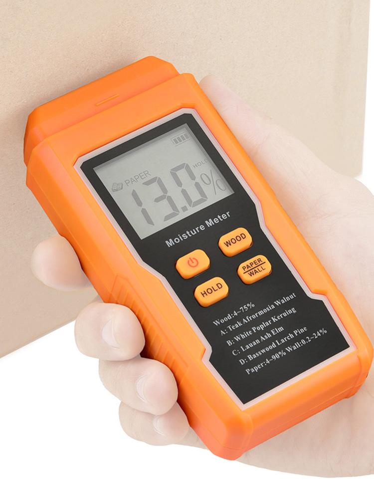 Two Pins Wood Moisture Meter with Temperature Display Backlit Digital Paper Humidity Tester Wall Hygrometer Timber Damp Detector