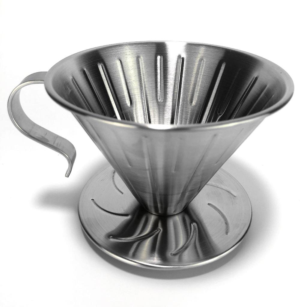 Embossed Stainless Steel Hand-Brew Coffee Drip Filter (V60 Compatible)