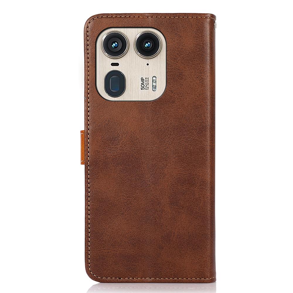 KHAZNEH For Motorola Edge 50 Ultra 5G/Moto X50 Ultra 5G Case PU Leather Phone Cover Gold Magnetic Buckle Decor