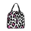 Rosa Leopard Tierprint Isoliert Lunchtasche Kühltasche Wiederverwendbar Großer Tragetasche Brotdose Aufbewahrungstaschen für Lebensmittel Büro Reise