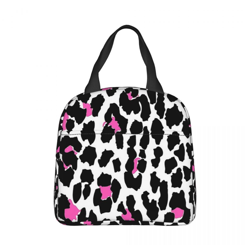 Rosa Leopard Tierprint Isoliert Lunchtasche Kühltasche Wiederverwendbar Großer Tragetasche Brotdose Aufbewahrungstaschen für Lebensmittel Büro Reise