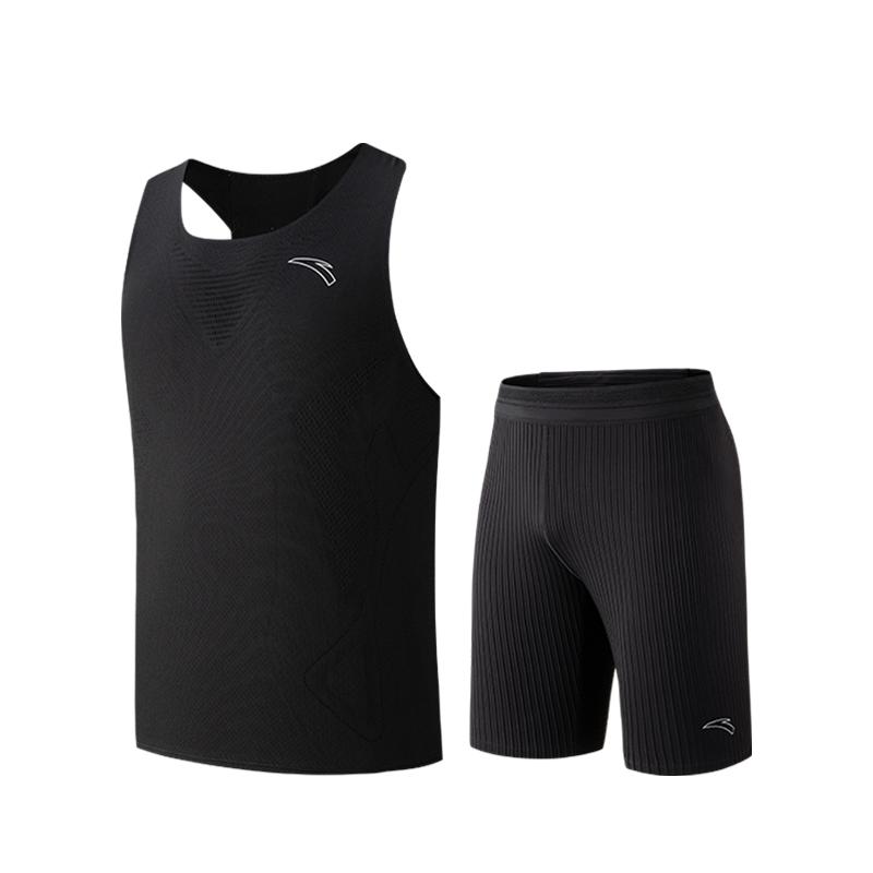 Anta Breathable Quick-Dry Simple Running Suit Men suit Basic-Black 952625203-3 S