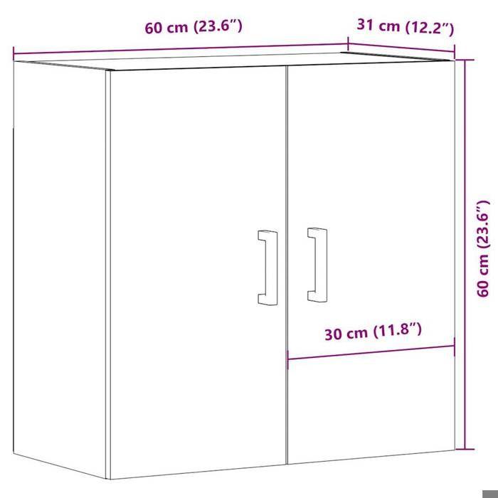 VidaXL Armoire murale vieux bois 60x31x60 cm bois d'ingénierie, armoire, armoire suspendue, armoire latérale, armoire de 857302