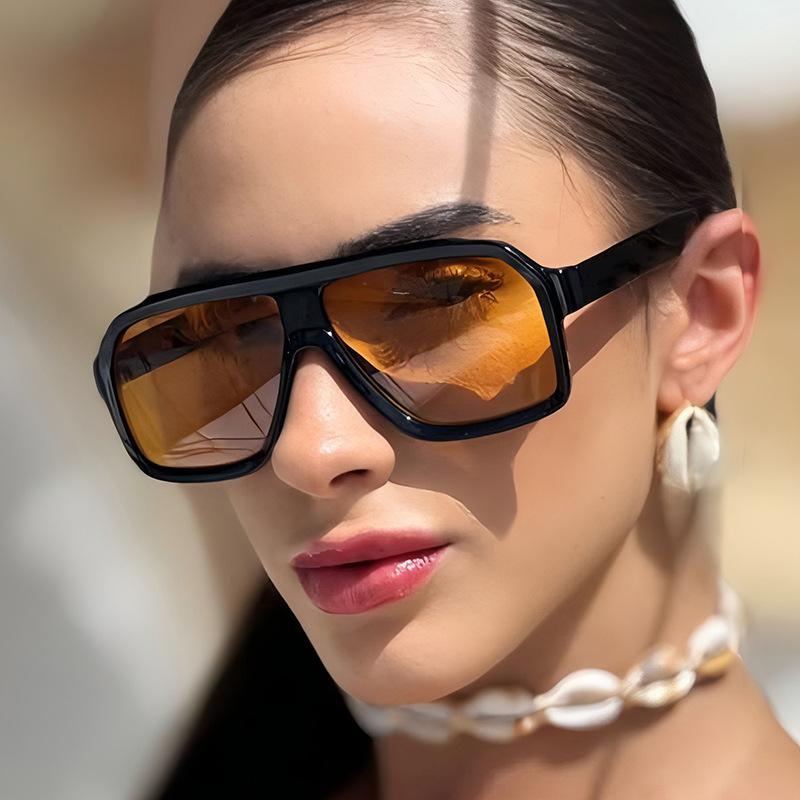 Women's sunglasses, retro large-frame square sunglasses, male and female pilot sunglasses.