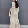 Spring Summer Women's Lace Set With Hollow Top Swing Long Skirt 2 Piece Set Elegant Lady Two Piece Set