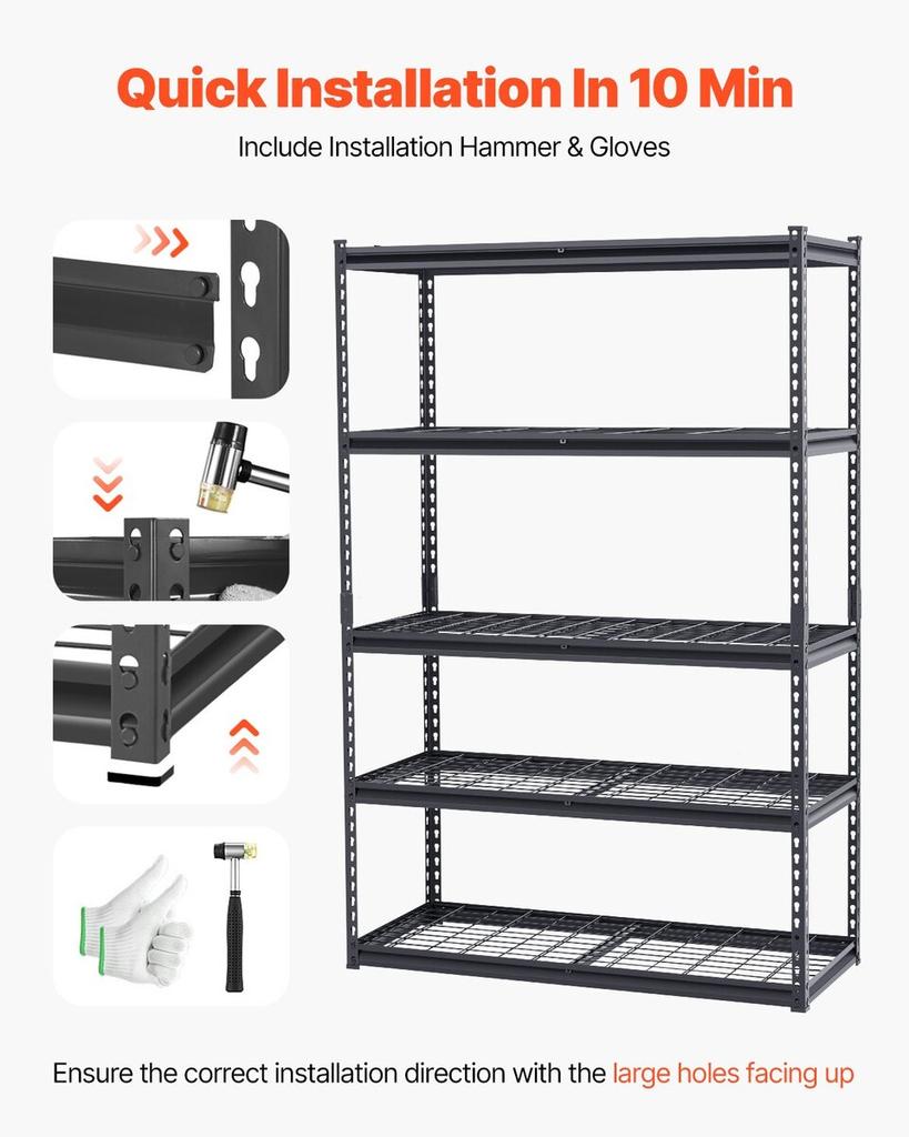 Storage Shelves 5 Tier Adjustable Heavy Duty Garage Shelving Unit 3000 lbs