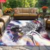 Anime Swordsman Area Rug,Cosmic Nebula Style  Floor Mat,Decorative Carpet for Gaming Room Bedroom,Washable Home Decor Gift