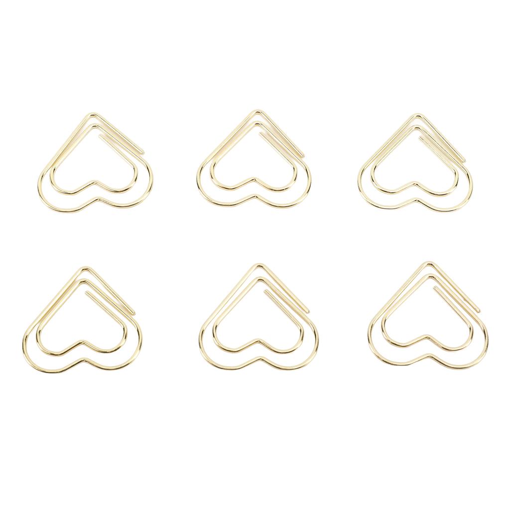 100pcs Heart Shape Paper Clips Cute Metal Paper Clips Portable Adorable Small Paper Clips for Document Organization