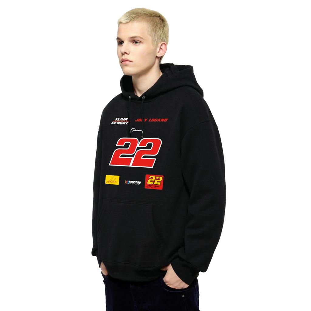 American racing style street printed hooded sweatshirt for men, loose fit for couples, casual and versatile, trendy pullover hoodie