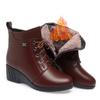 Mom Shoes Autumn and Winter Shoes Fleece Short Boots Women's Slope Heel Flat Bottom Martin Boots Soft Leather Cotton Shoes Elderly Women's Shoes