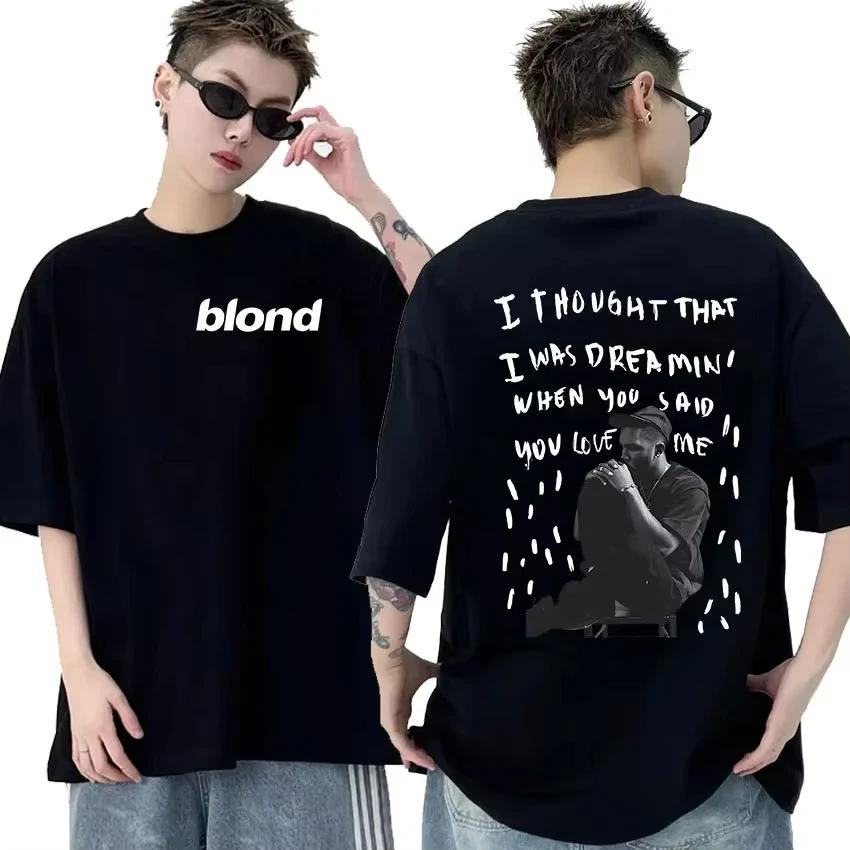 Rapper Frank Retro Graphic Tričko Pánské Hip Hop Ocean Album Oblečení Trička Y2k Unisex Blond Fashion Oversized Bavlněné tričko