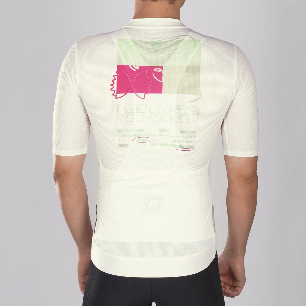 Darevie Short Sleeve Cycling Pasta Ride Loose with High DVJ251 Jersey, Summer, "Eat Fasta" Design, Fit, Unisex, Pockets, Thin, Elasticity,