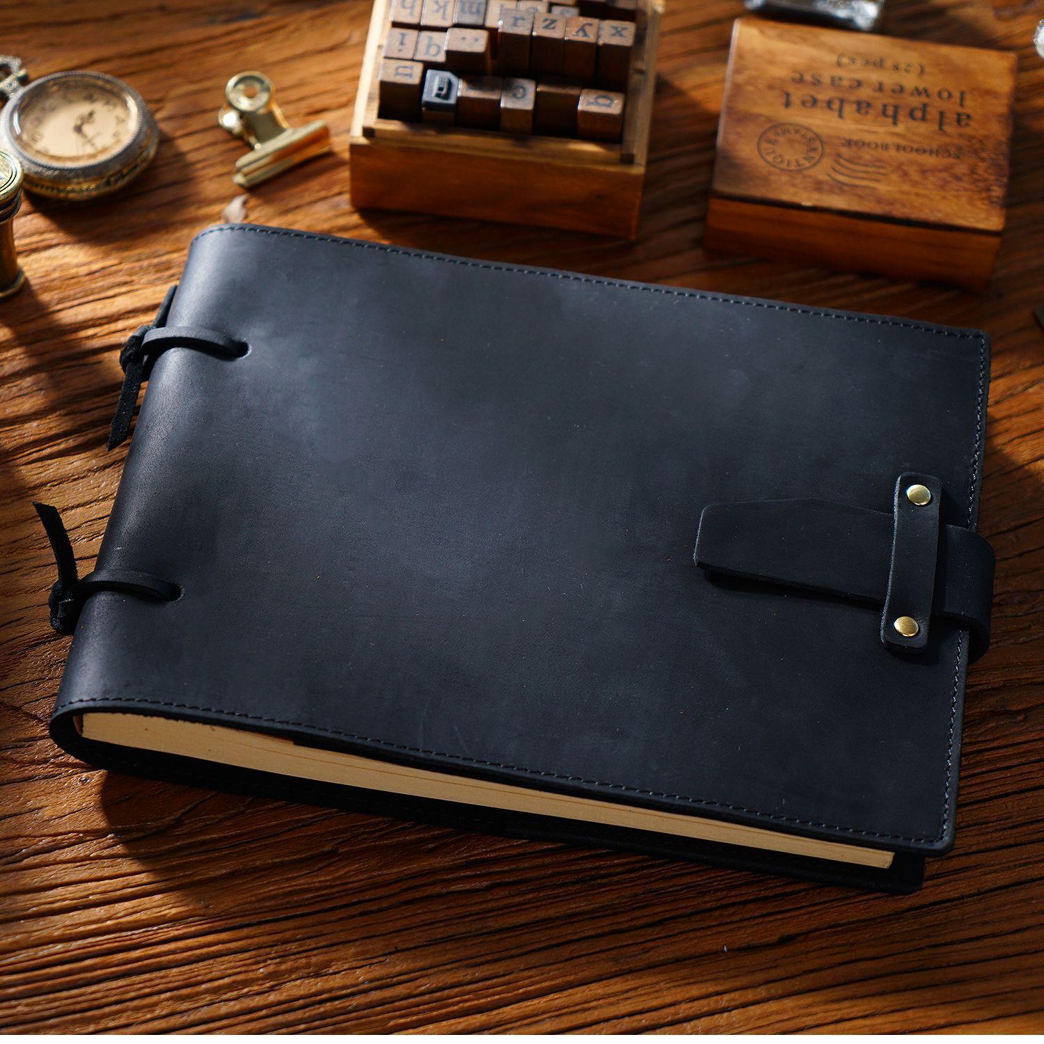 Vintage Handmade Cowhide Leather Tie-up Notebook: Sketchbook & Diary