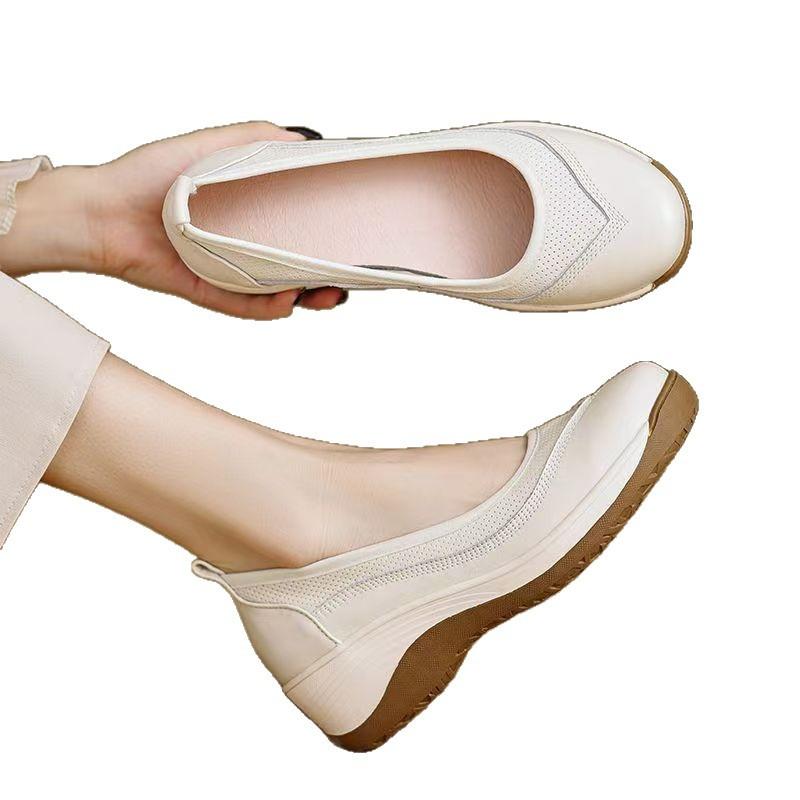 Retro light luxury thick-soled lazy muffin shoes women's leather round head pedal single shoes 2025 spring and autumn new casual high-heeled l